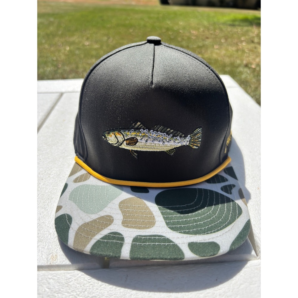 Southern String Hat Co Trout Fish Snapback Hat Black Duck Camo Rope Trucker Cap - Picture 2 of 5